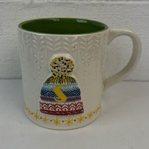 Anthropologie Bundled Up Initial S Winter Beanie Mug